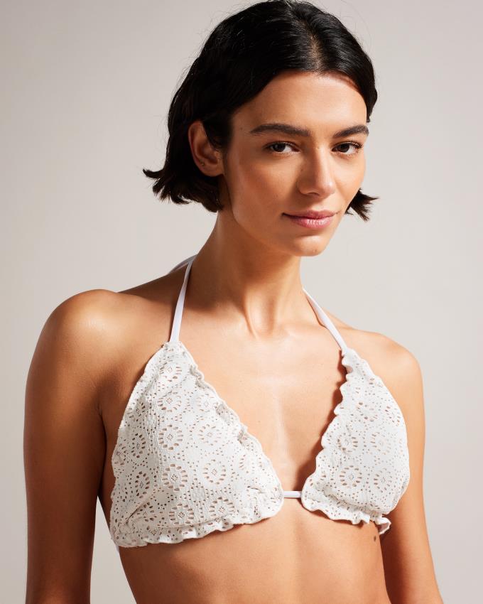 Vetement de Bain Ted Baker Frill Detail Triangle Bikini Top Blanche Femme | ALU-34937980